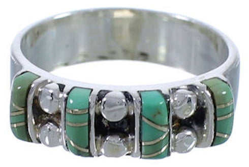 Southwest Turquoise Genuine Sterling Silver Ring Size 6-1/4 WX34469
